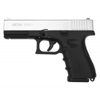 СХП Охолощенный пистолет Retay G19C Glock, кал. 9 мм, никель СХП Охолощенный пистолет Retay G19C Glock, кал. 9 мм, никель